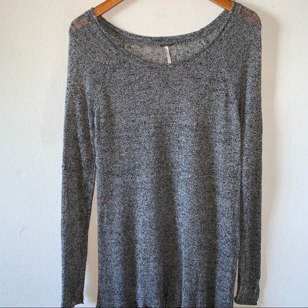 Free People Beach Gray Long Sleeve BOHO Dress S|P - Picture 2 of 6